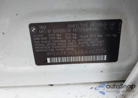 2011 BMW 328I xDrive из США, поврежденный, VIN WBAPK5C56BA662236